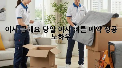 이사, 급해요? 당일 이사 빠른 예약 성공 노하우!